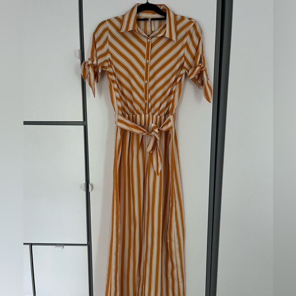 Brand new orange striped jumpsuit